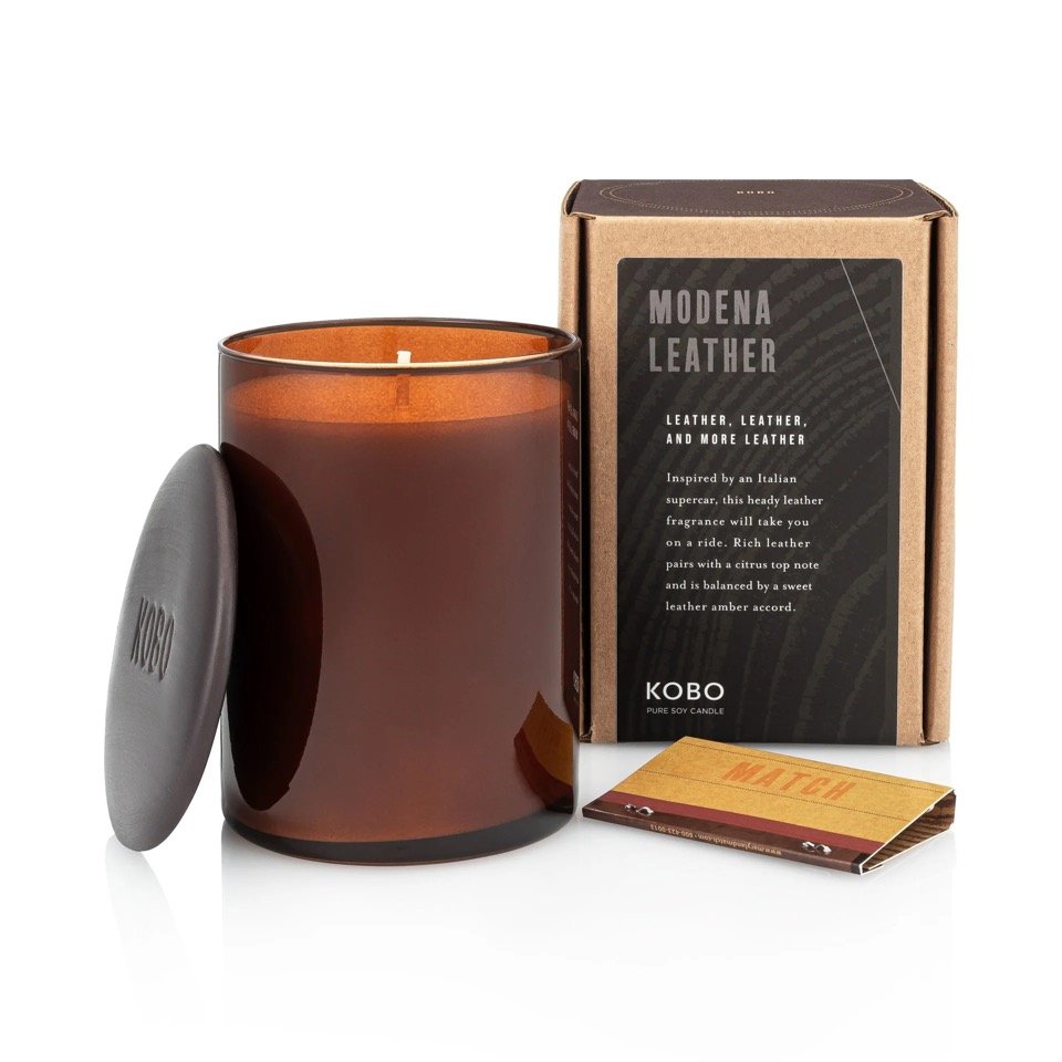 Kobo - Woodblock Modena Leather Candle