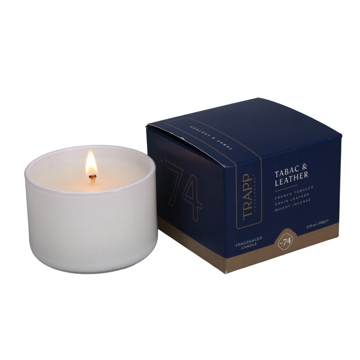 tobacco and leather candle No. 74 Tabac & Leather 3.75 oz. Small Poured Candle