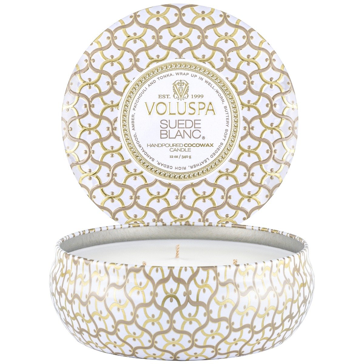 Voluspa - Suede Blanc 3 Wick Tin Candle