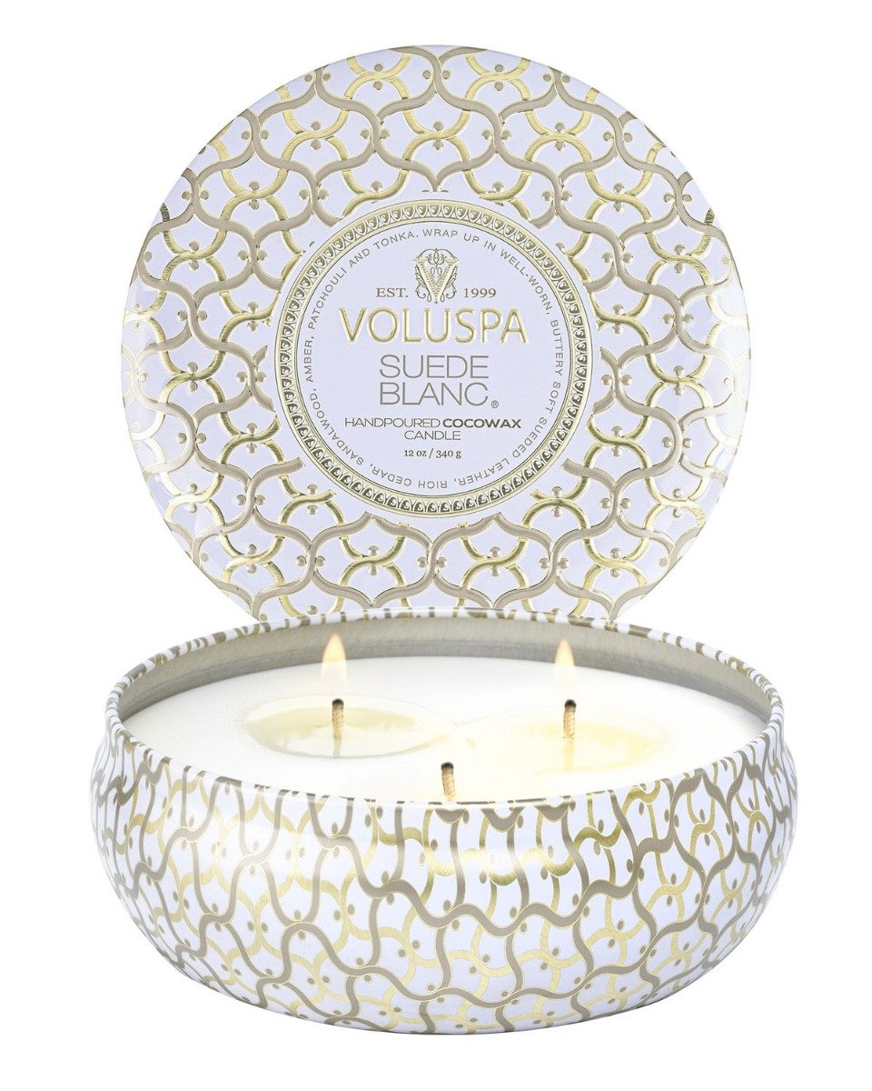 Voluspa - Suede Blanc 3 Wick Tin Candle