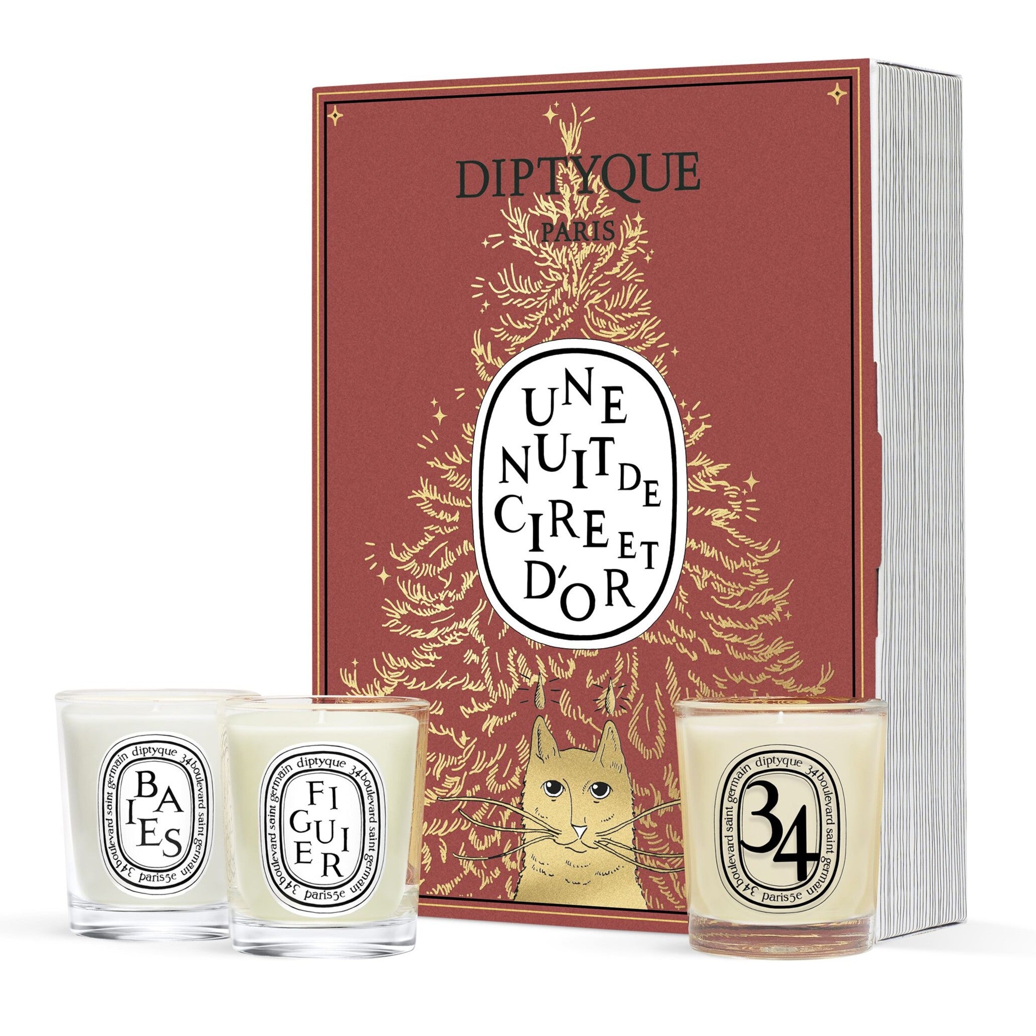 diptyque アロマキャンドルセット 3種　新品 Diptyque - Holiday Surprise Book 3 Mini Candle Gift Set | Candle