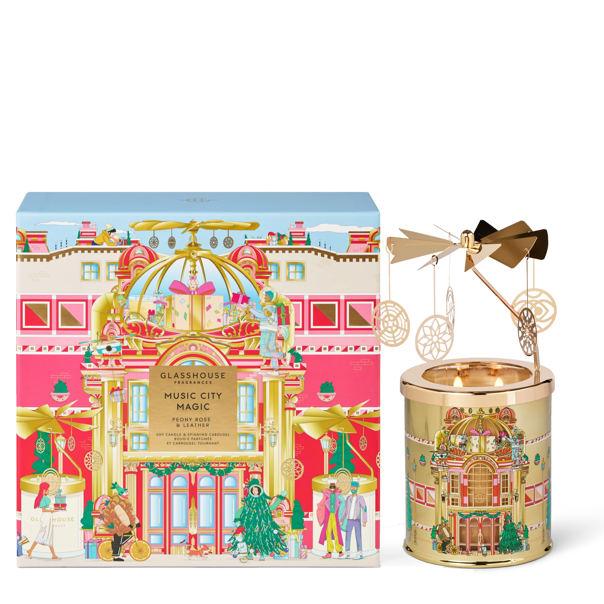 Glasshouse - Music City Magic Spinning Carousel Candle Gift Set