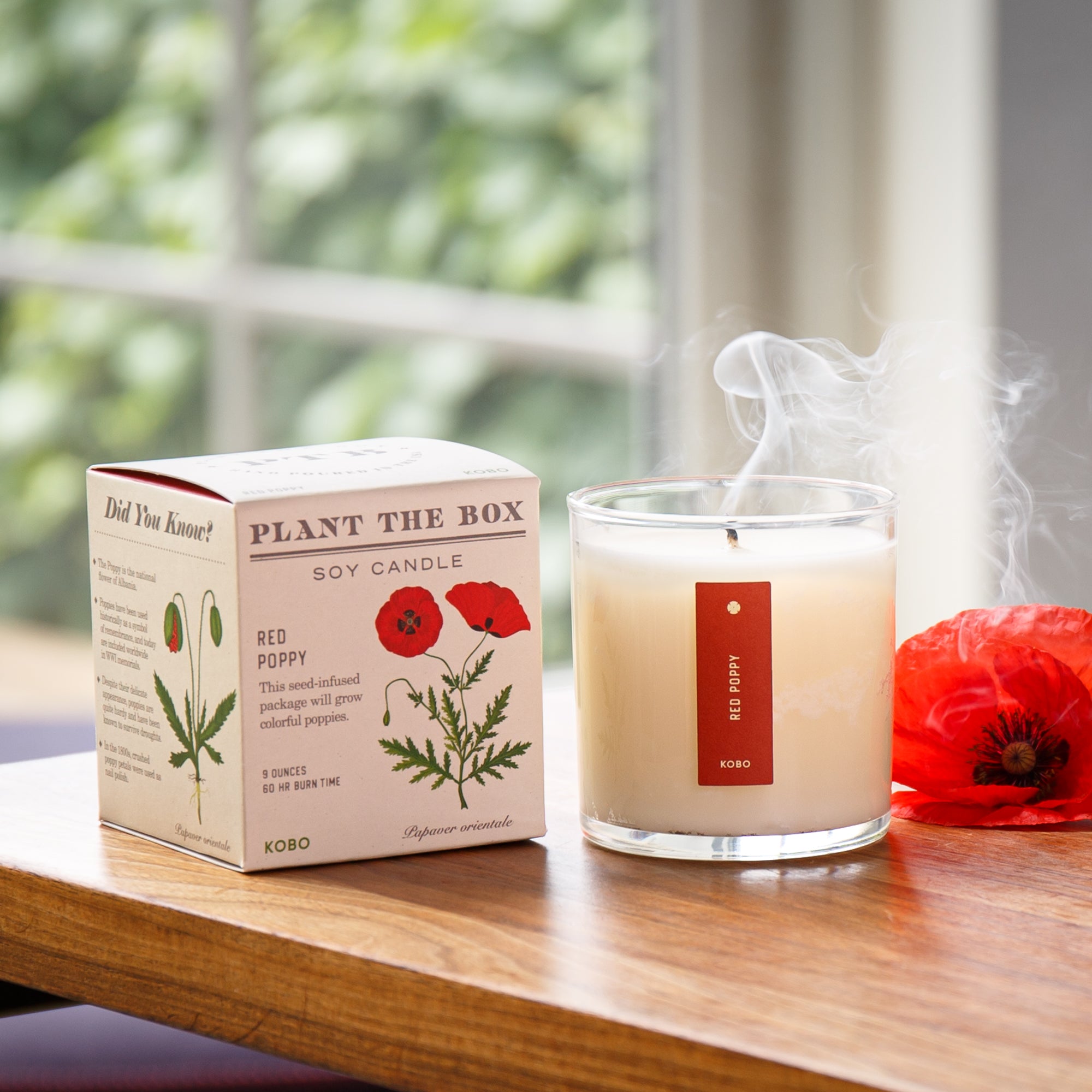 Kobo - Plant the Box Red Poppy Candle