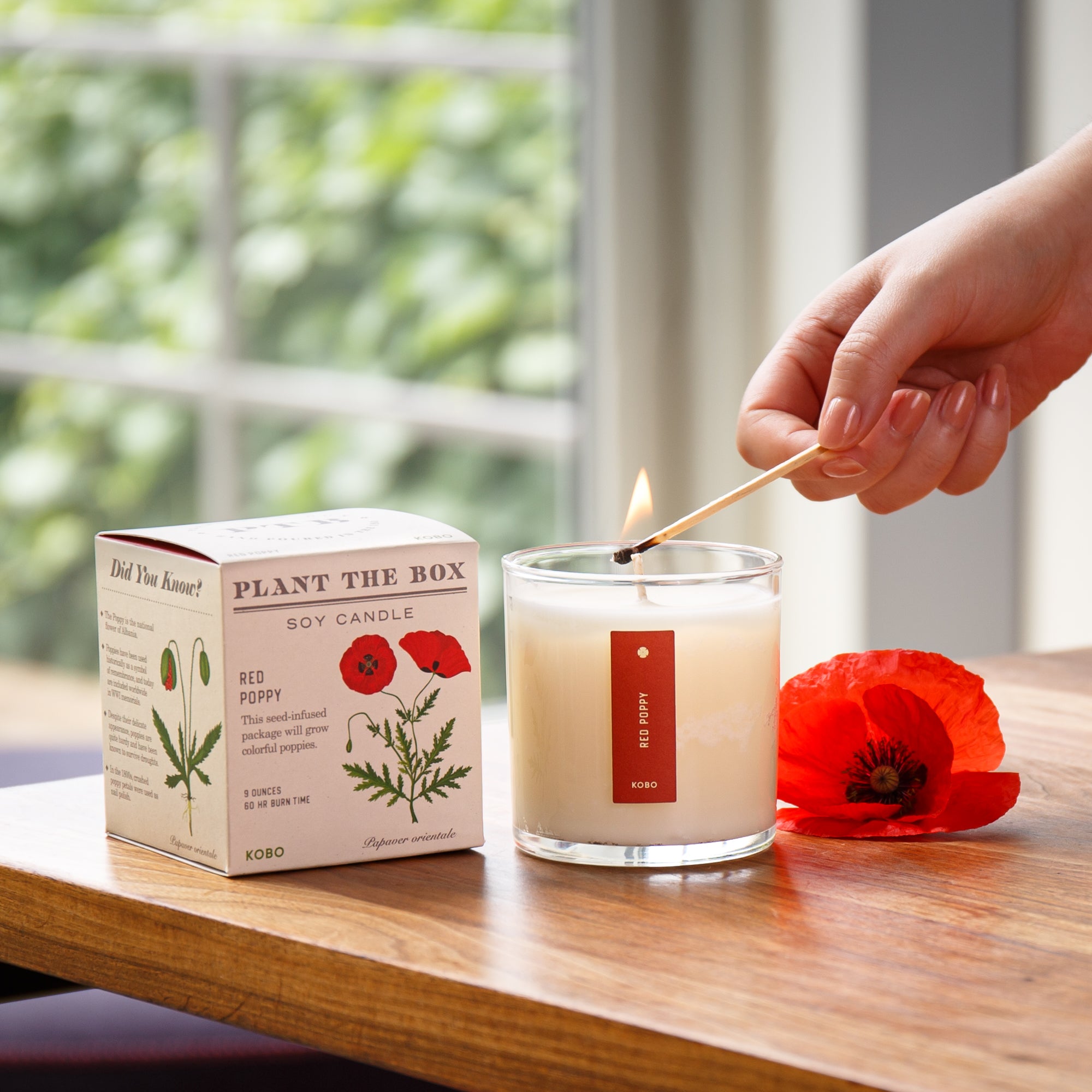 Kobo - Plant the Box Red Poppy Candle