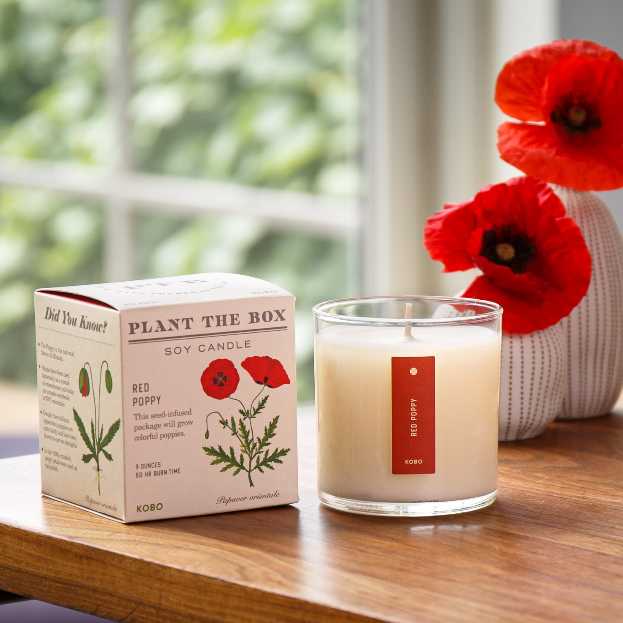 Kobo - Plant the Box Red Poppy Candle