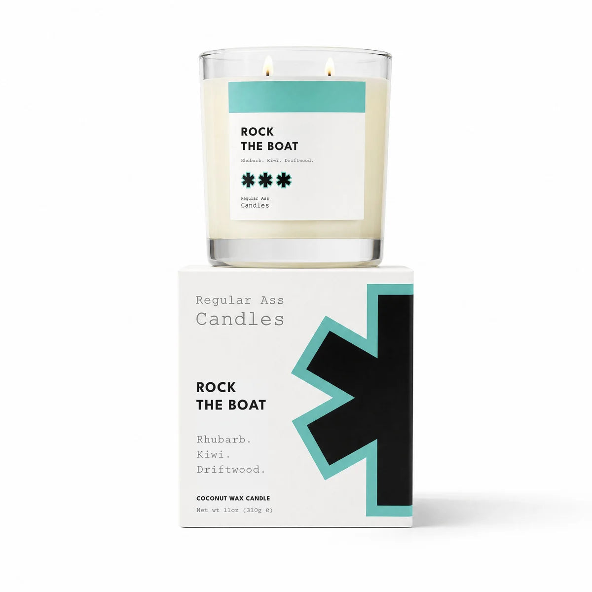 Regular Ass Candles - Rock the Boat (Rhubarb + Kiwi + Driftwood) Candle