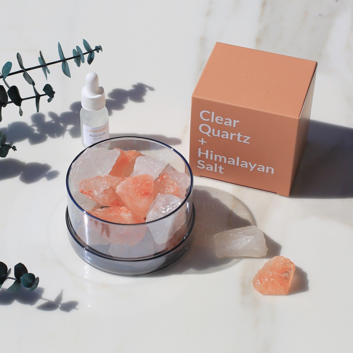 Luminose - Blank Verse Clear Quartz & Himalayan Salt Diffuser Set
