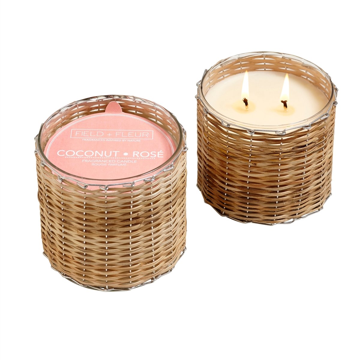 Field + Fleur - Coconut Rosé 2 Wick Handwoven Candle