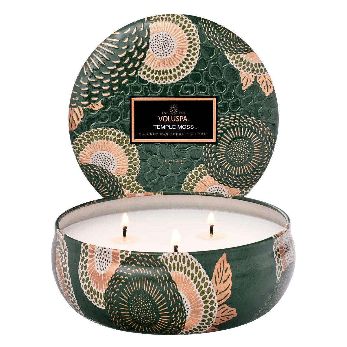 Voluspa - Temple Moss 3 Wick Tin Scented Candle | Candle Delirium ...