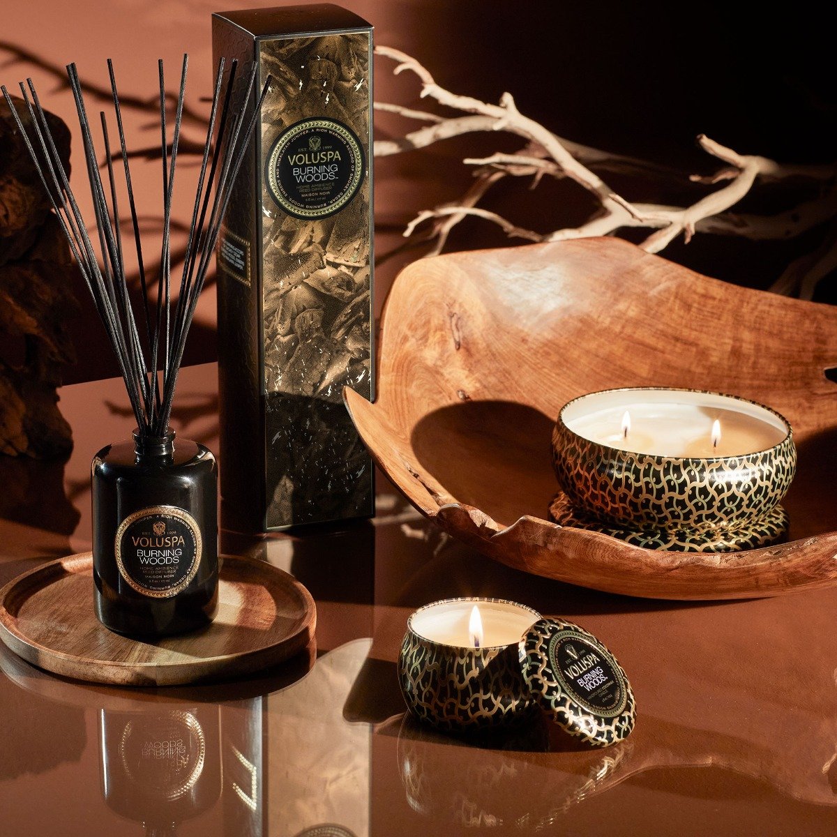 Voluspa - Burning Woods 3 Wick Tin Candle