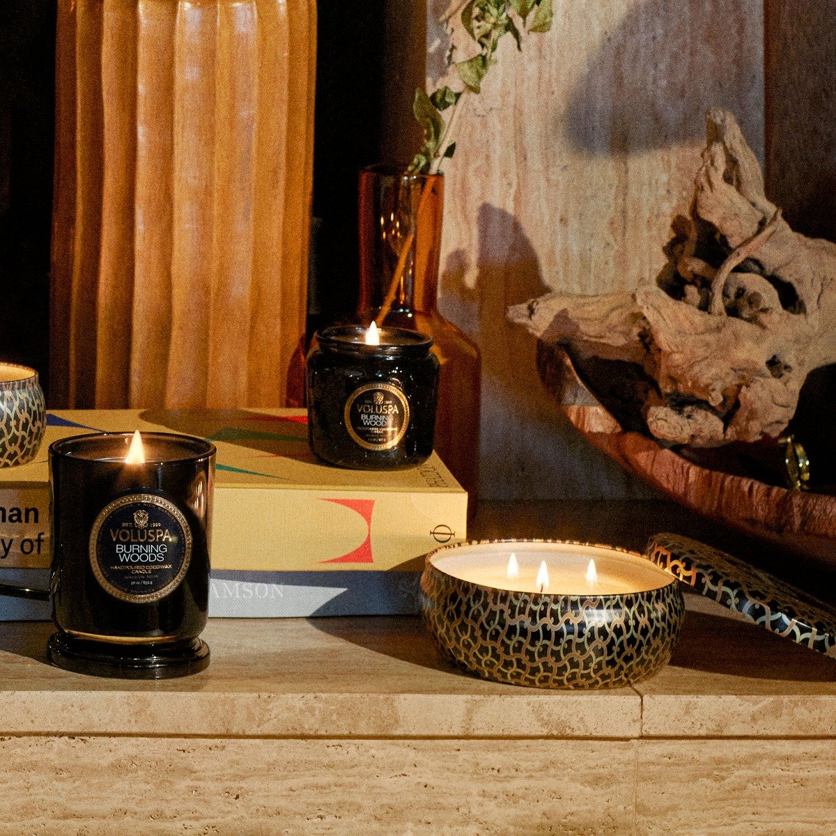 Voluspa - Burning Woods 3 Wick Tin Candle