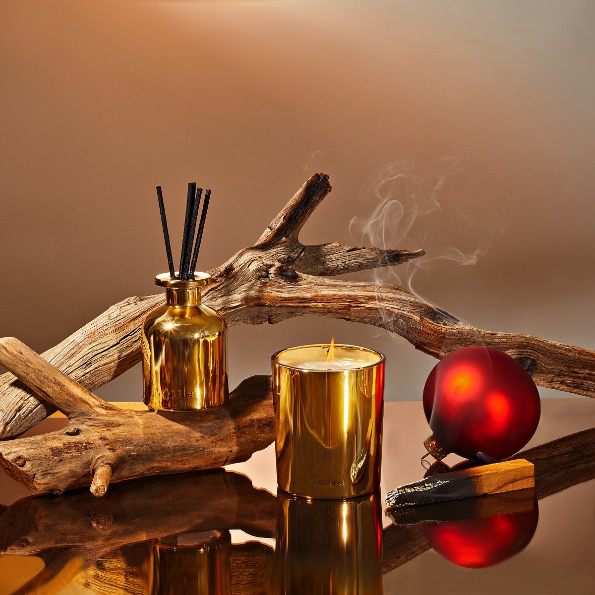 Apotheke - Firewood Mini Candle & Reed Diffuser Duo
