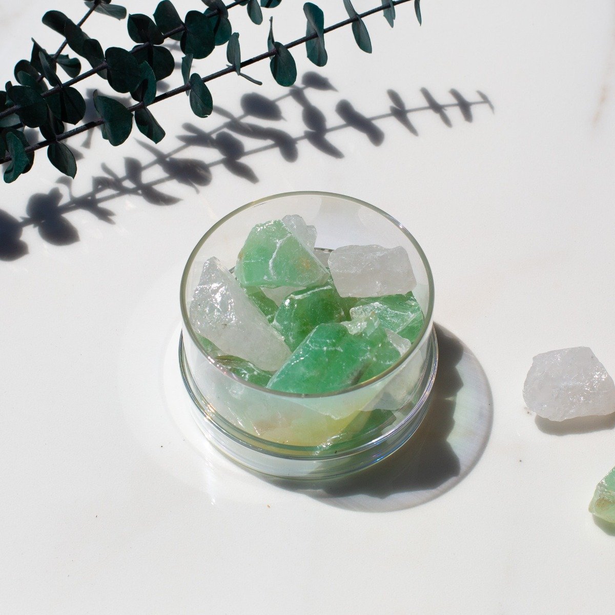 Luminose - Forest Parade Green Calcite & Clear Quartz Diffuser Set