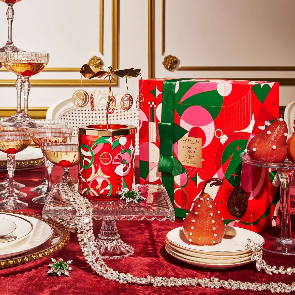 Glasshouse - Kyoto in Bloom Spinning Carousel Candle Gift Set