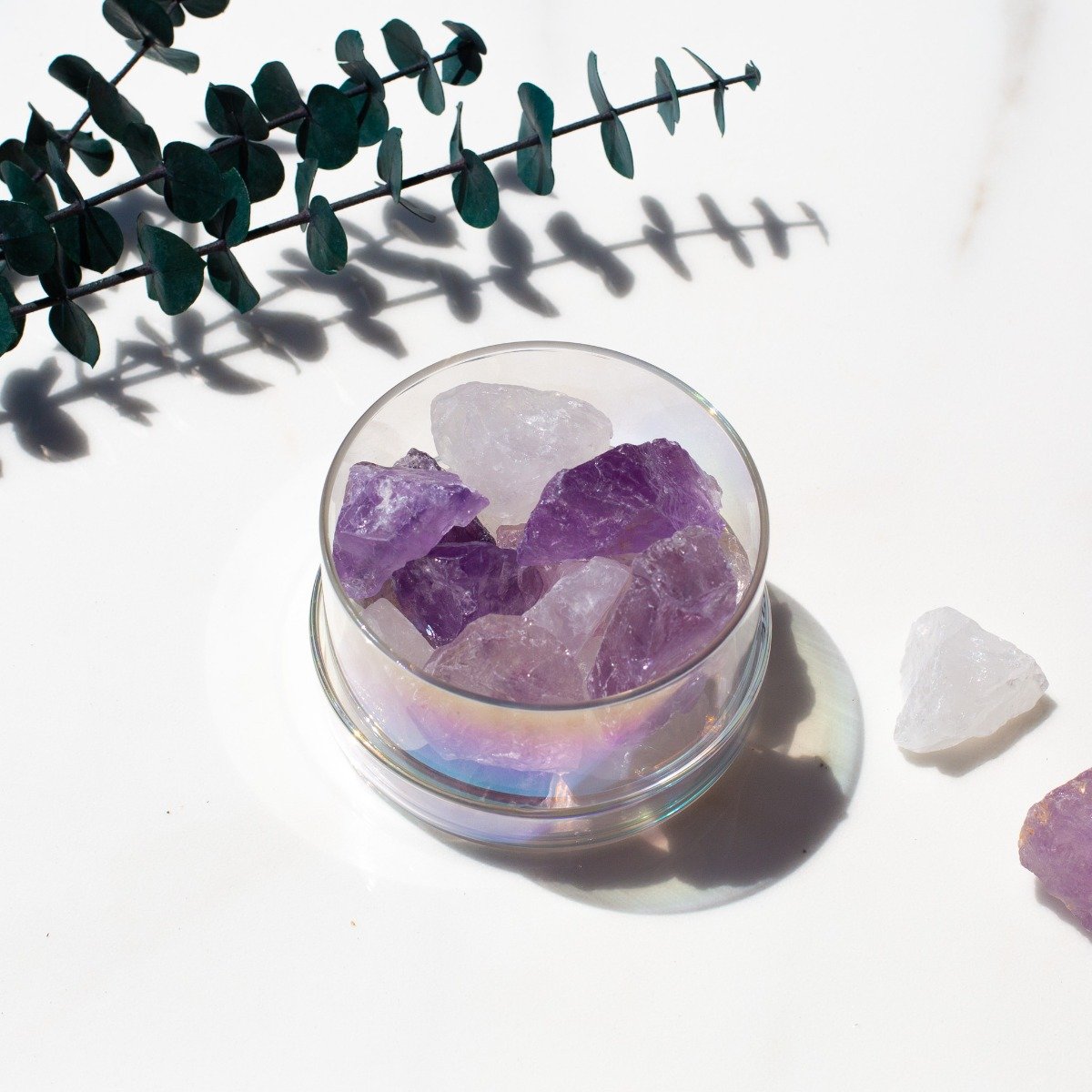 Luminose - Hush Hush Clear Quartz & Amethyst Diffuser Set