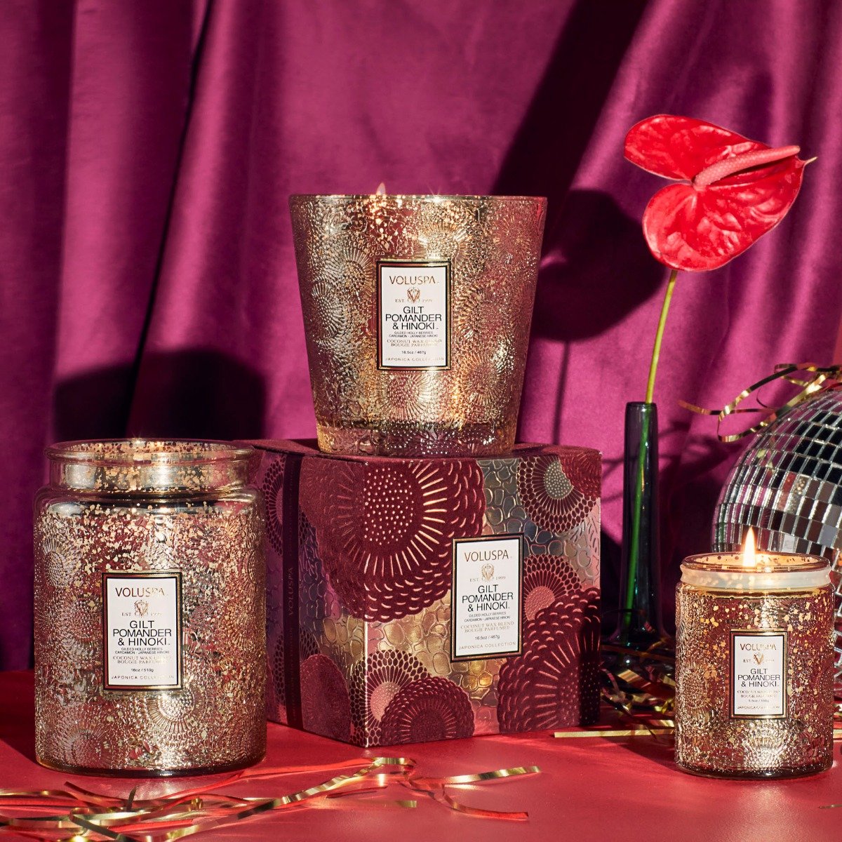 Voluspa - Gilt Pomander & Hinoki 2 Wick Hearth Candle