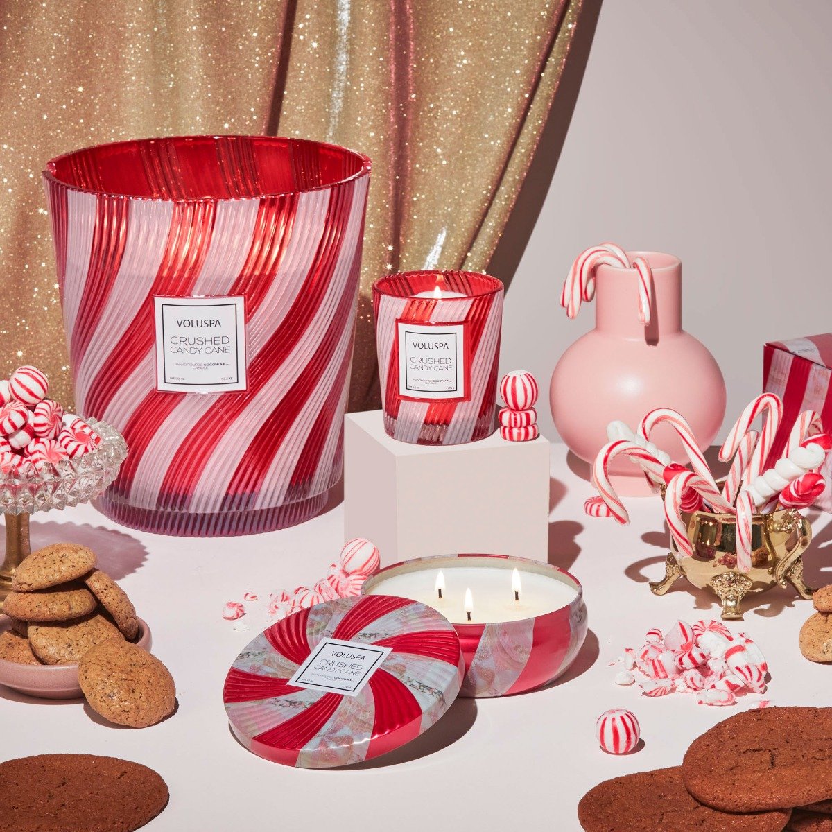 Voluspa - Crushed Candy Cane Travel Tin Candle
