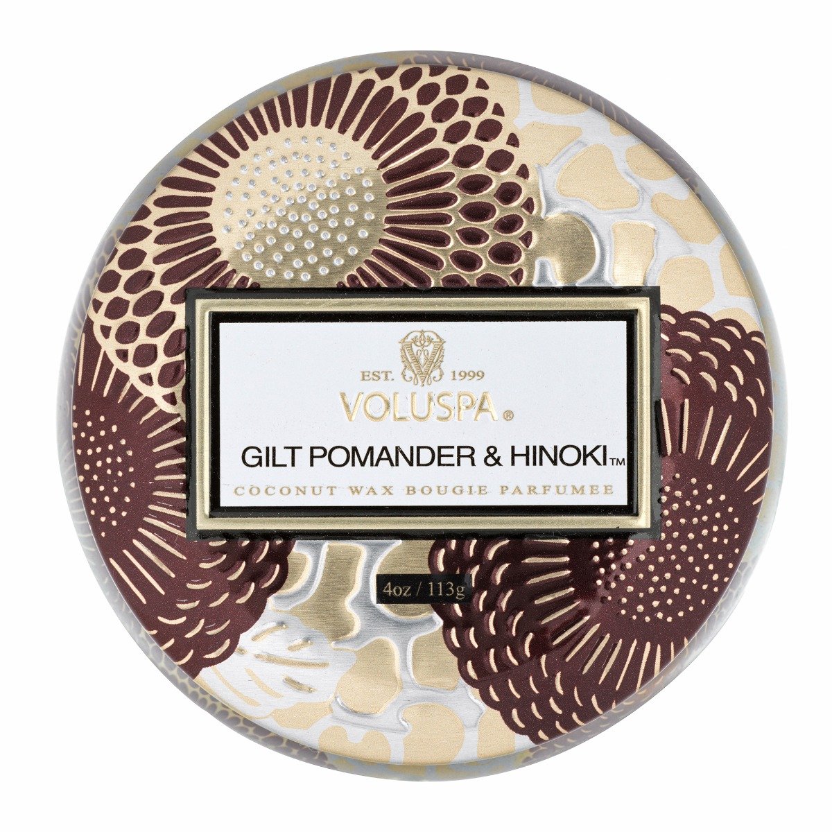 Voluspa - Gilt Pomander & Hinoki Mini Tin Candle