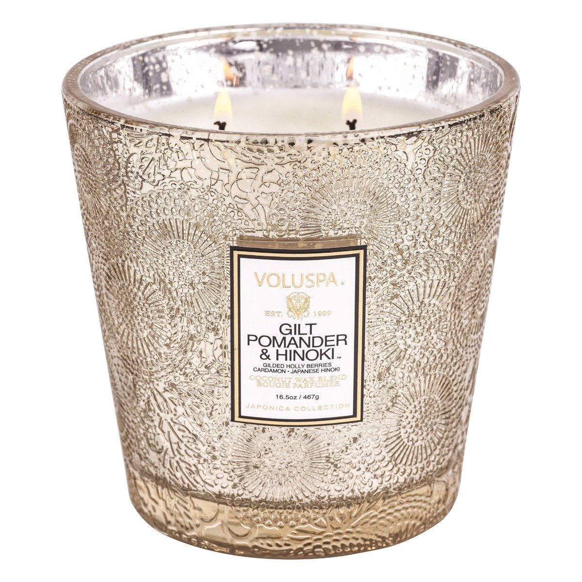 Voluspa - Gilt Pomander & Hinoki 2 Wick Hearth Candle