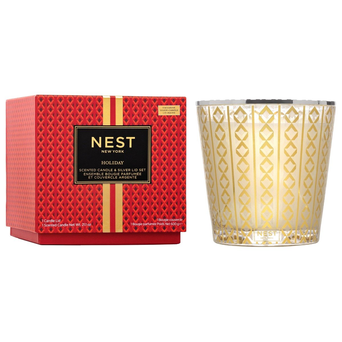 Nest - Holiday 3 Wick Candle w/ Silver Lid