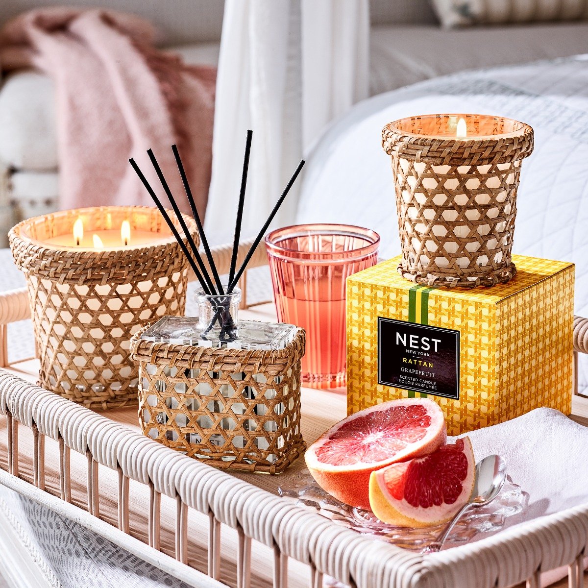 Nest - Grapefruit Rattan 3 Wick Candle