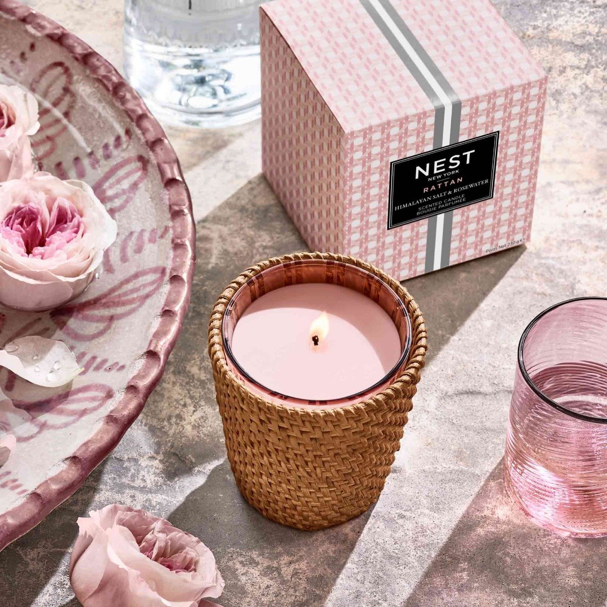 Nest - Himalayan Salt & Rosewater Rattan Candle