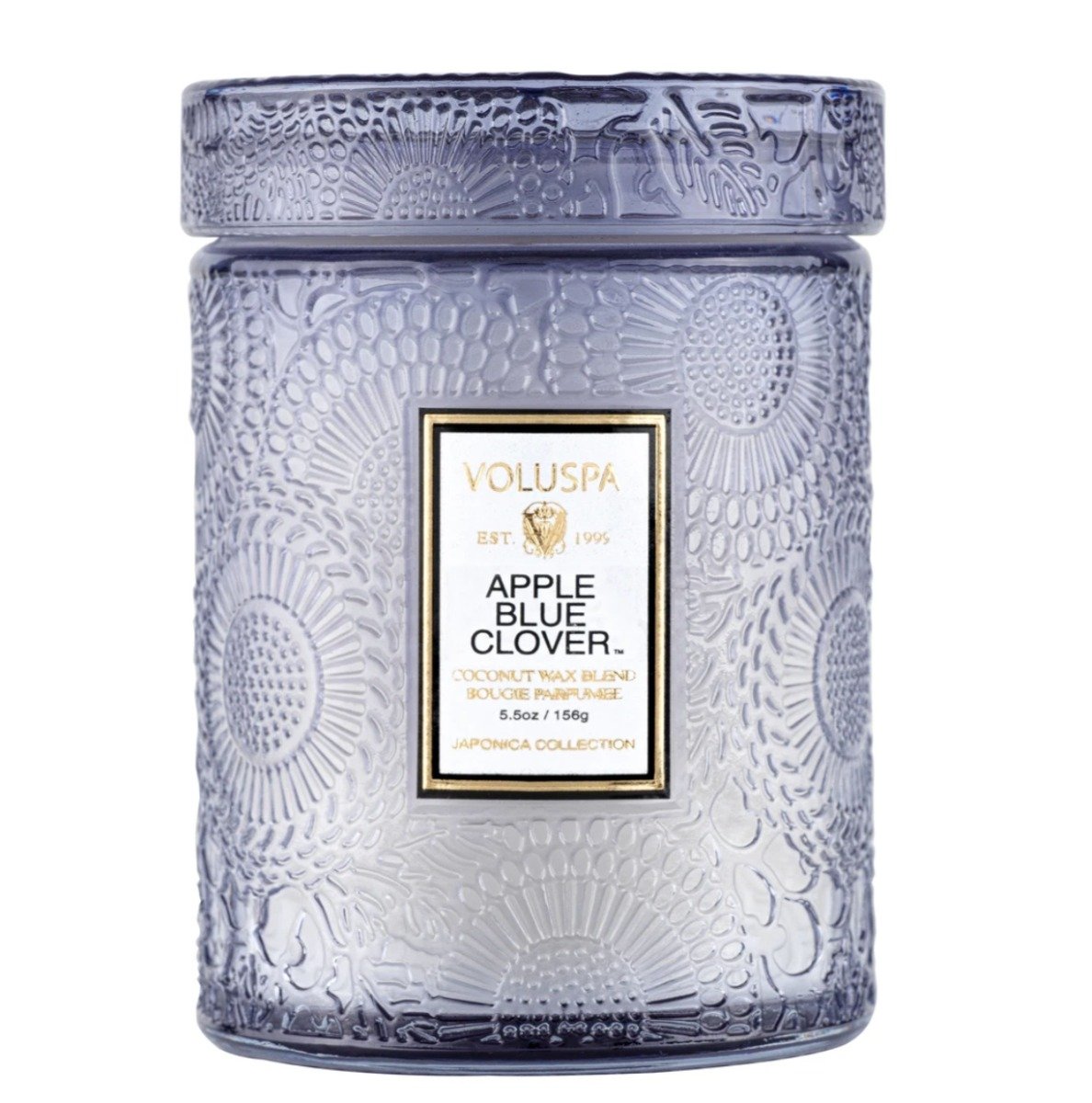 Voluspa - Apple Blue Clover Embossed Small Glass Candle
