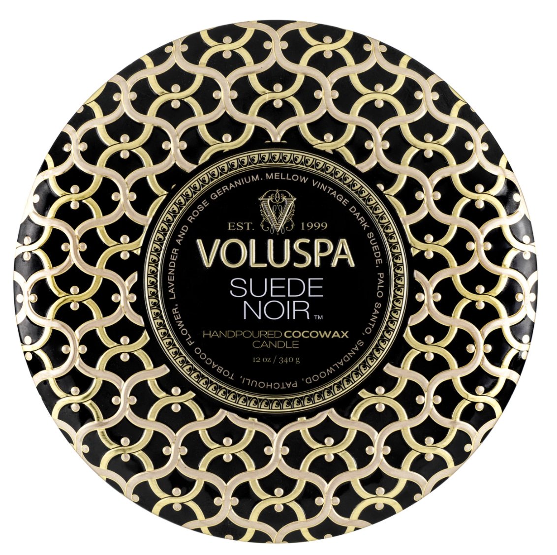 Voluspa - Suede Noir 3 Wick Tin Candle