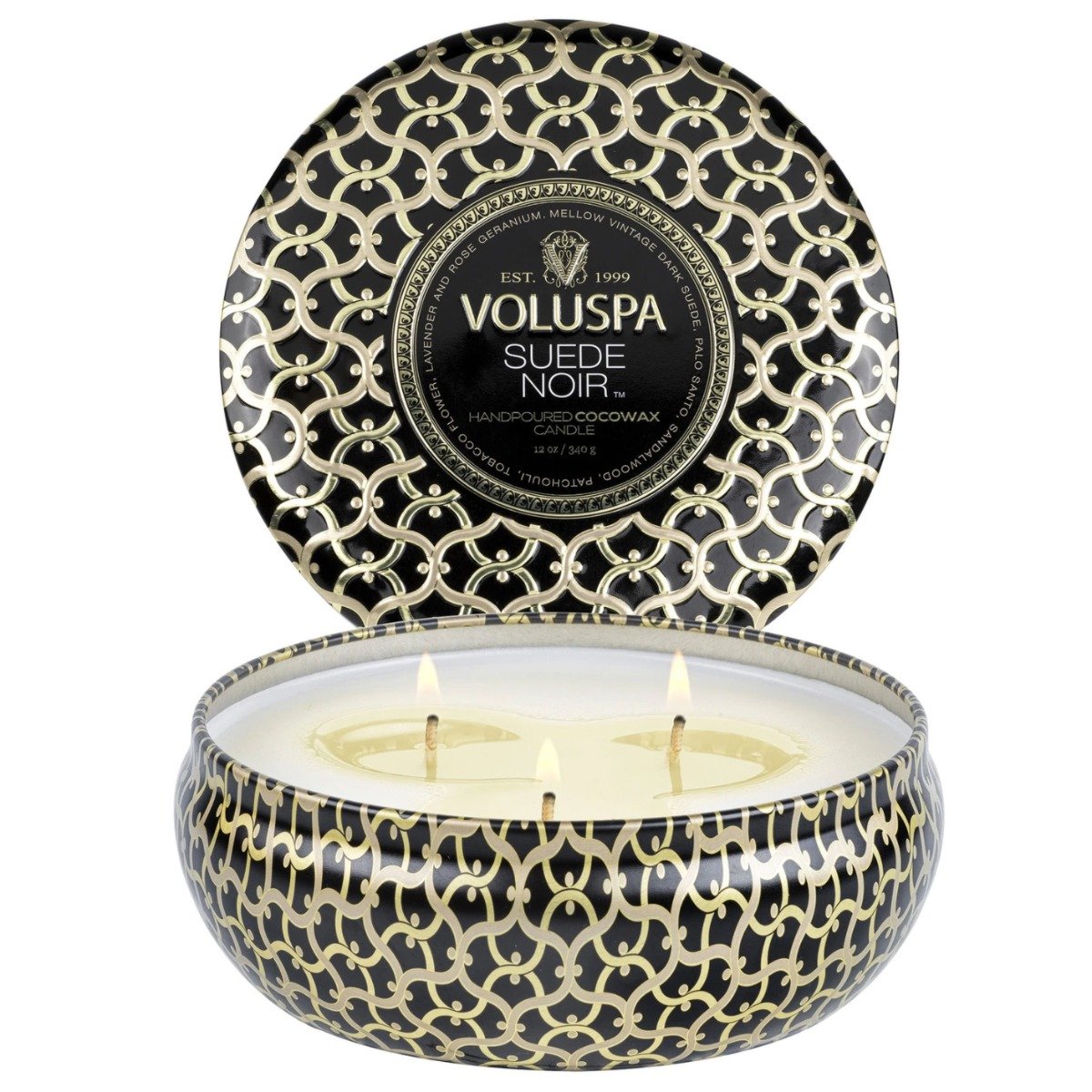 Voluspa - Suede Noir 3 Wick Tin Candle