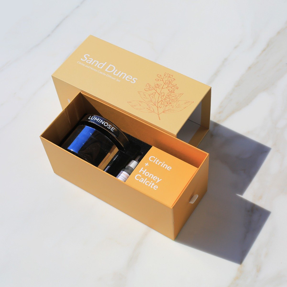 Luminose - Sand Dunes Citrine & Honey Calcite Diffuser Set