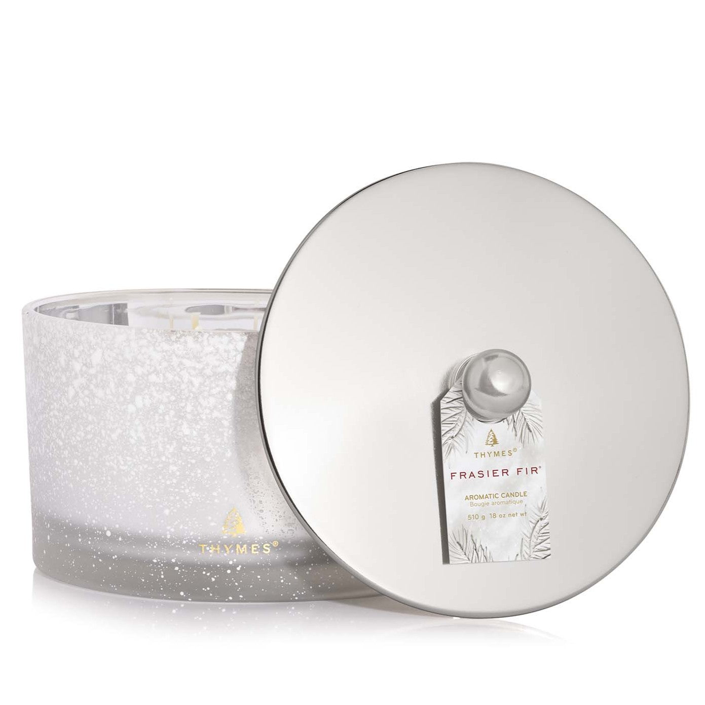 Thymes Frasier Fir Flocked 3 Wick Candle Candle Delirium