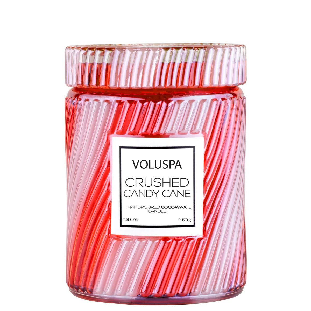 Voluspa - Crushed Candy Cane Embossed Small Glass Candle