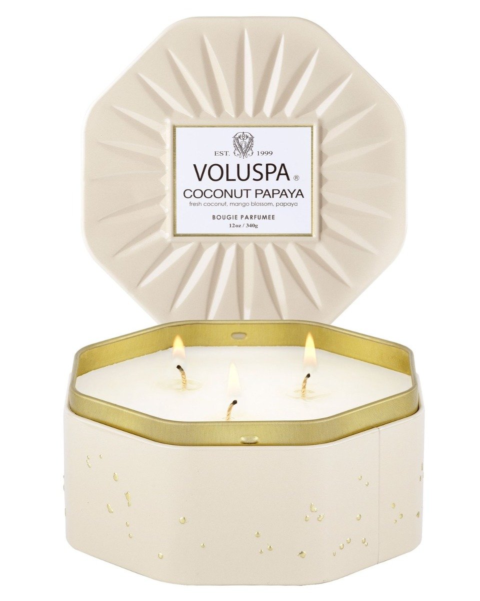 Voluspa - Coconut Papaya Octagon Tin Candle