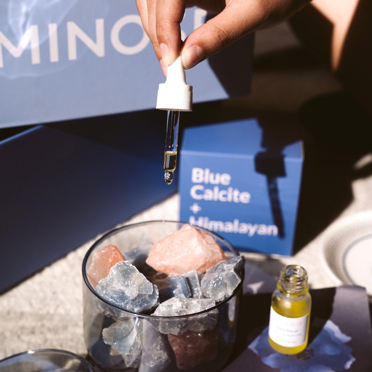 Luminose - 6AM Ritual Blue Calcite & Himalayan Salt Diffuser Set