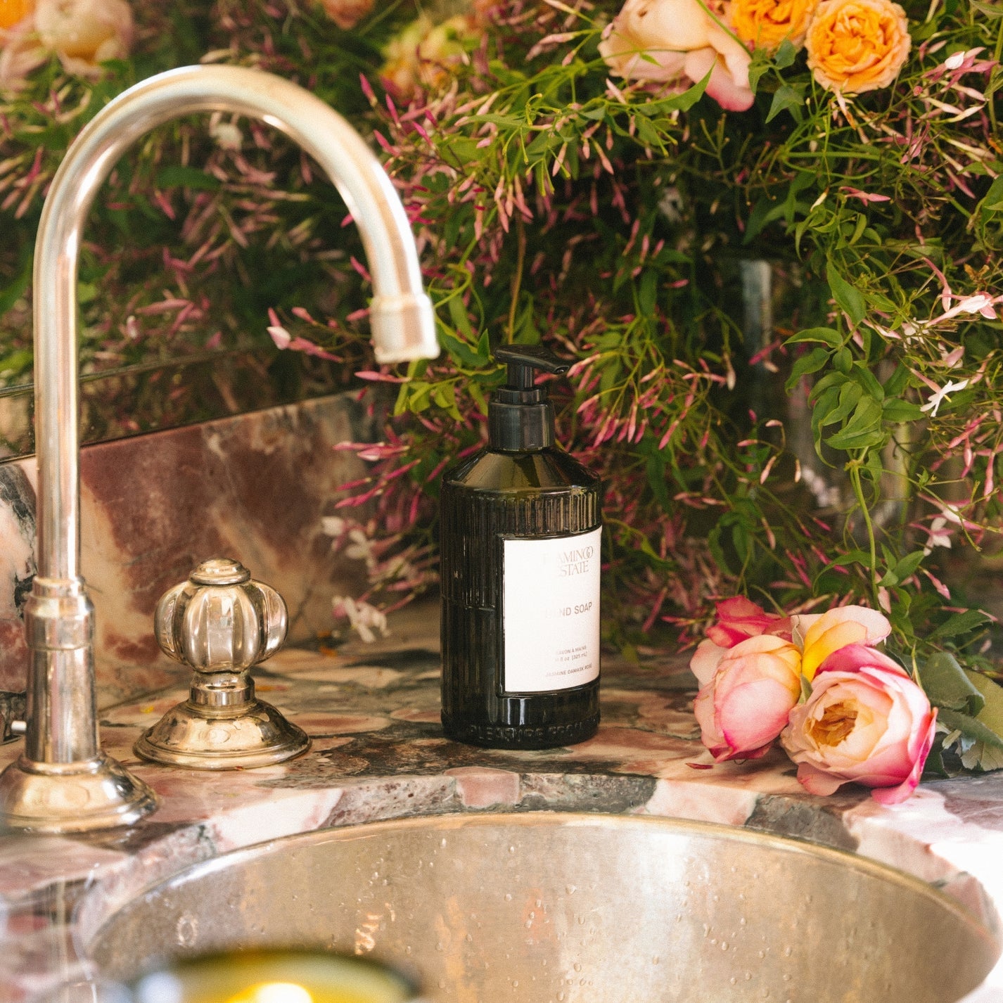 Flamingo Estate - Jasmine Damask Rose Glass Hand Soap