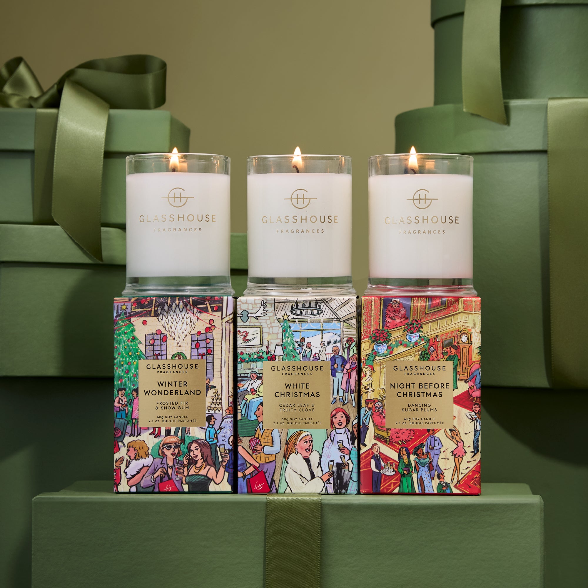 Glasshouse - Christmas Candle Trio Set 2026 | Candle Delirium