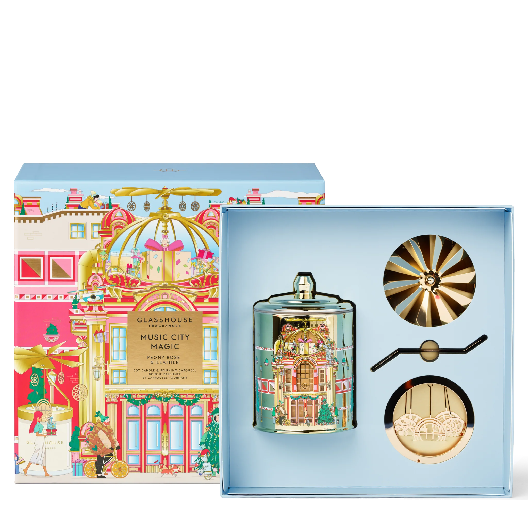Glasshouse - Music City Magic Spinning Carousel Candle Gift Set