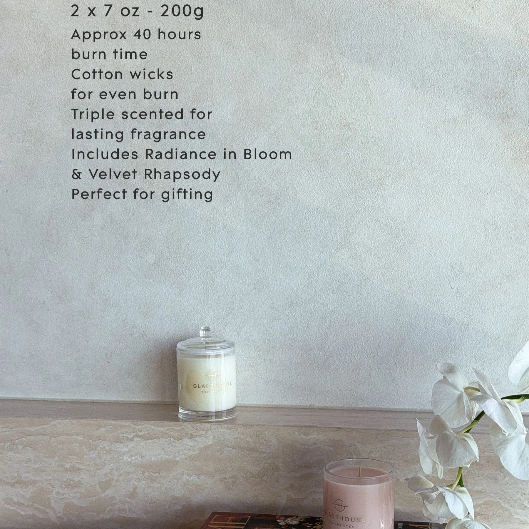 Glasshouse - Radiance in Bloom/Velvet Rhapsody Candle Duo