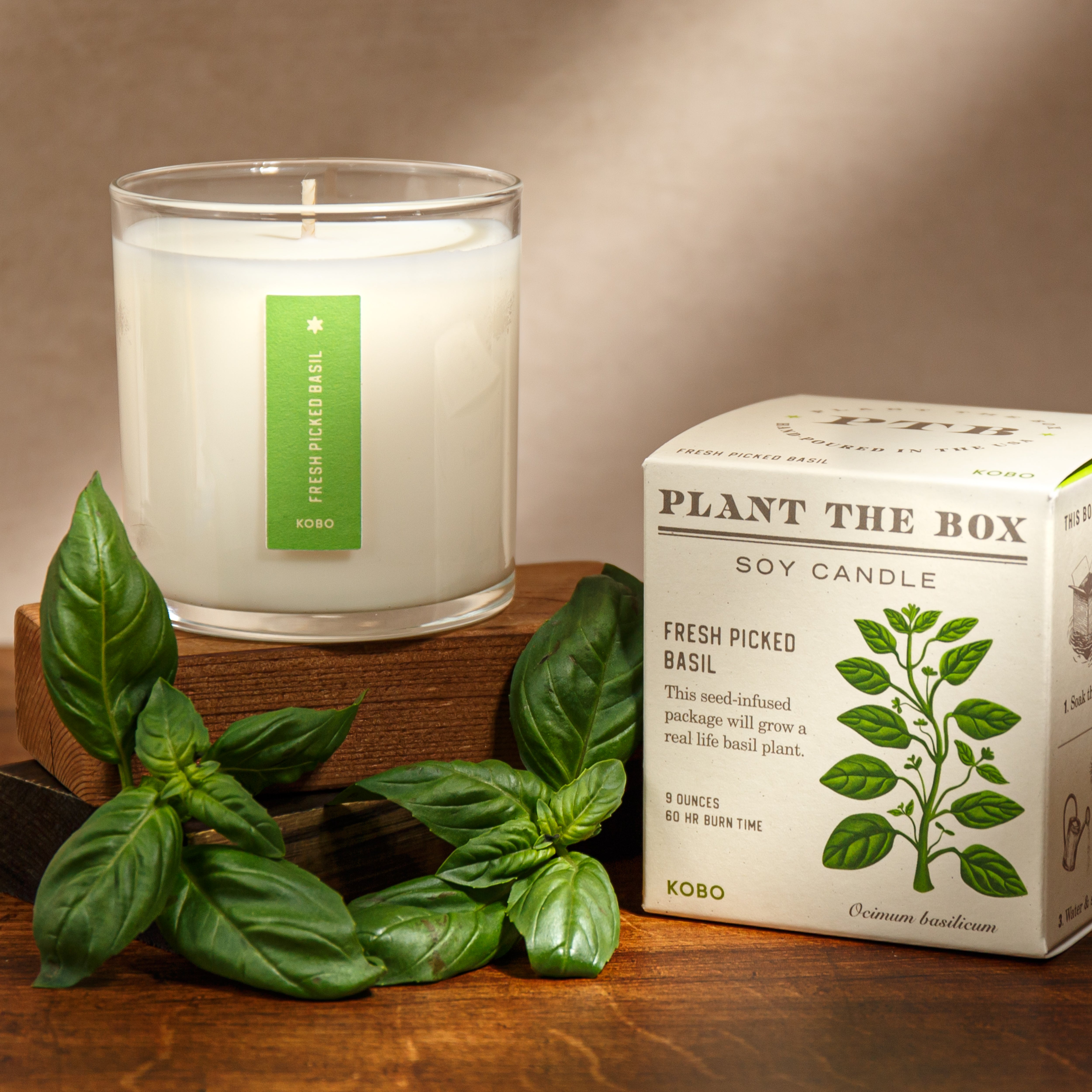 Kobo - Plant the Box Fresh Picked Basil Candle