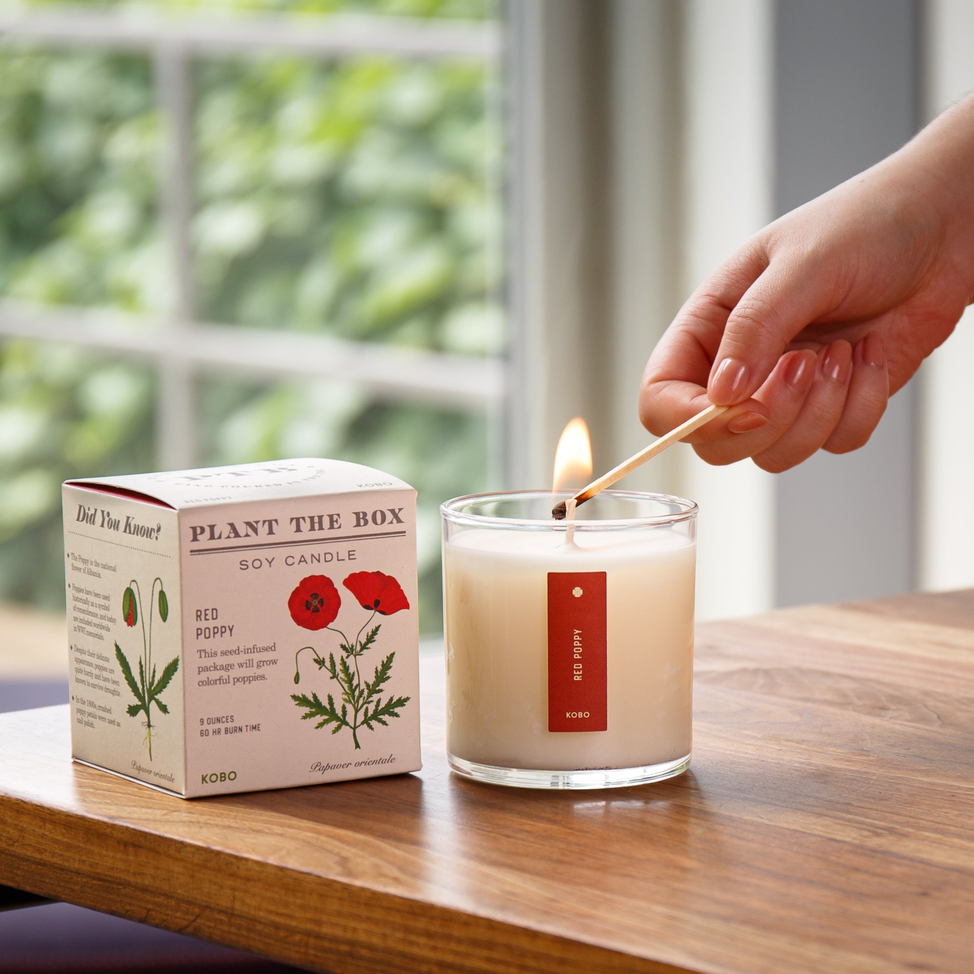 Kobo - Plant the Box Red Poppy Candle