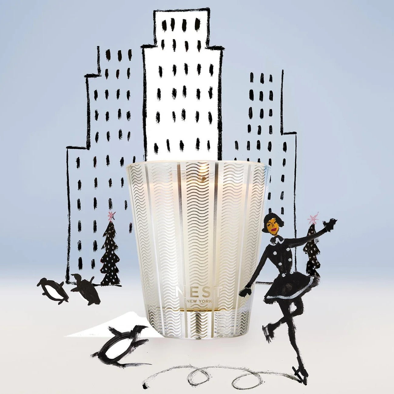 Nest - Blue Cypress & Snow Candle