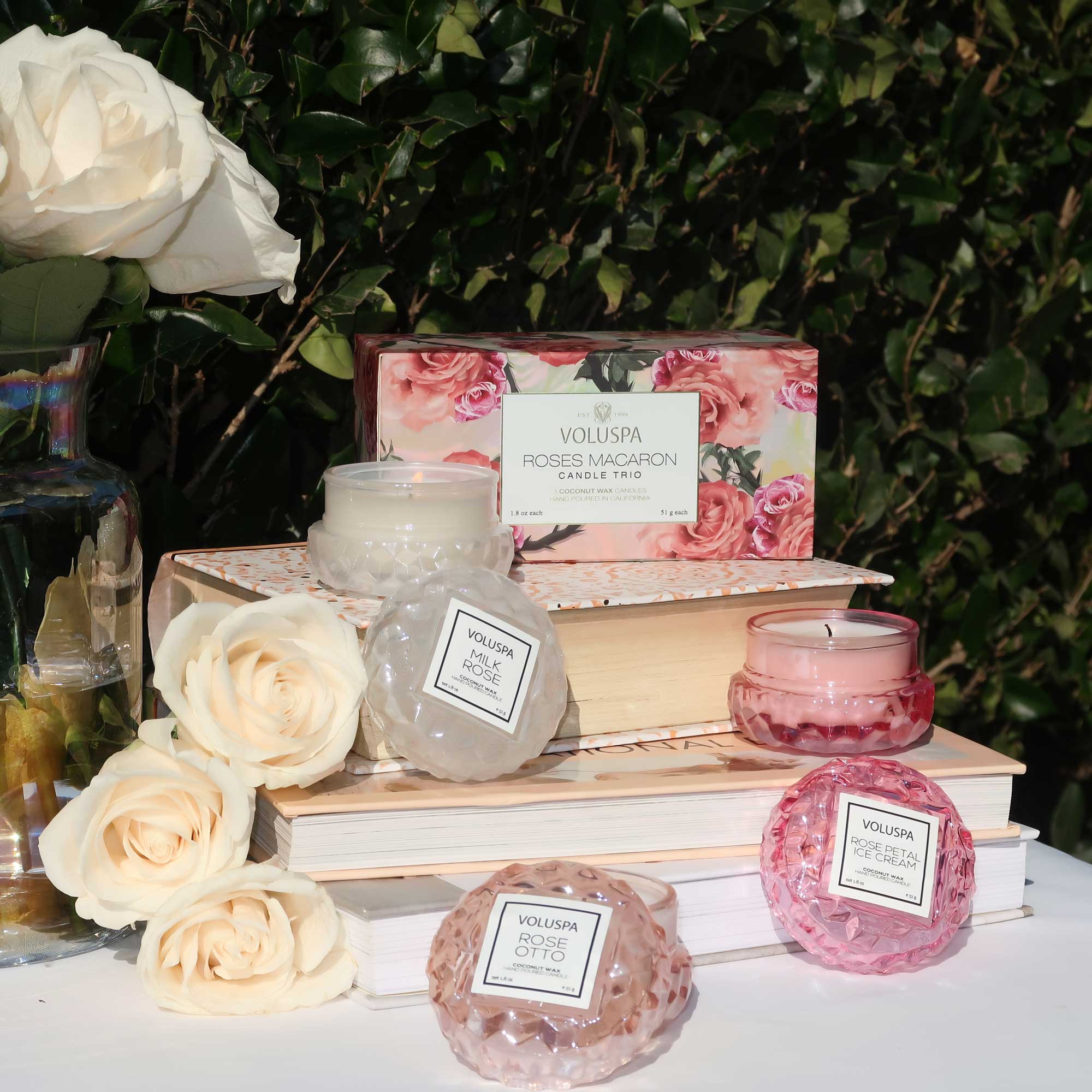 Voluspa - Roses Macaron 3 Candle Gift Set at CandleDelirium.com