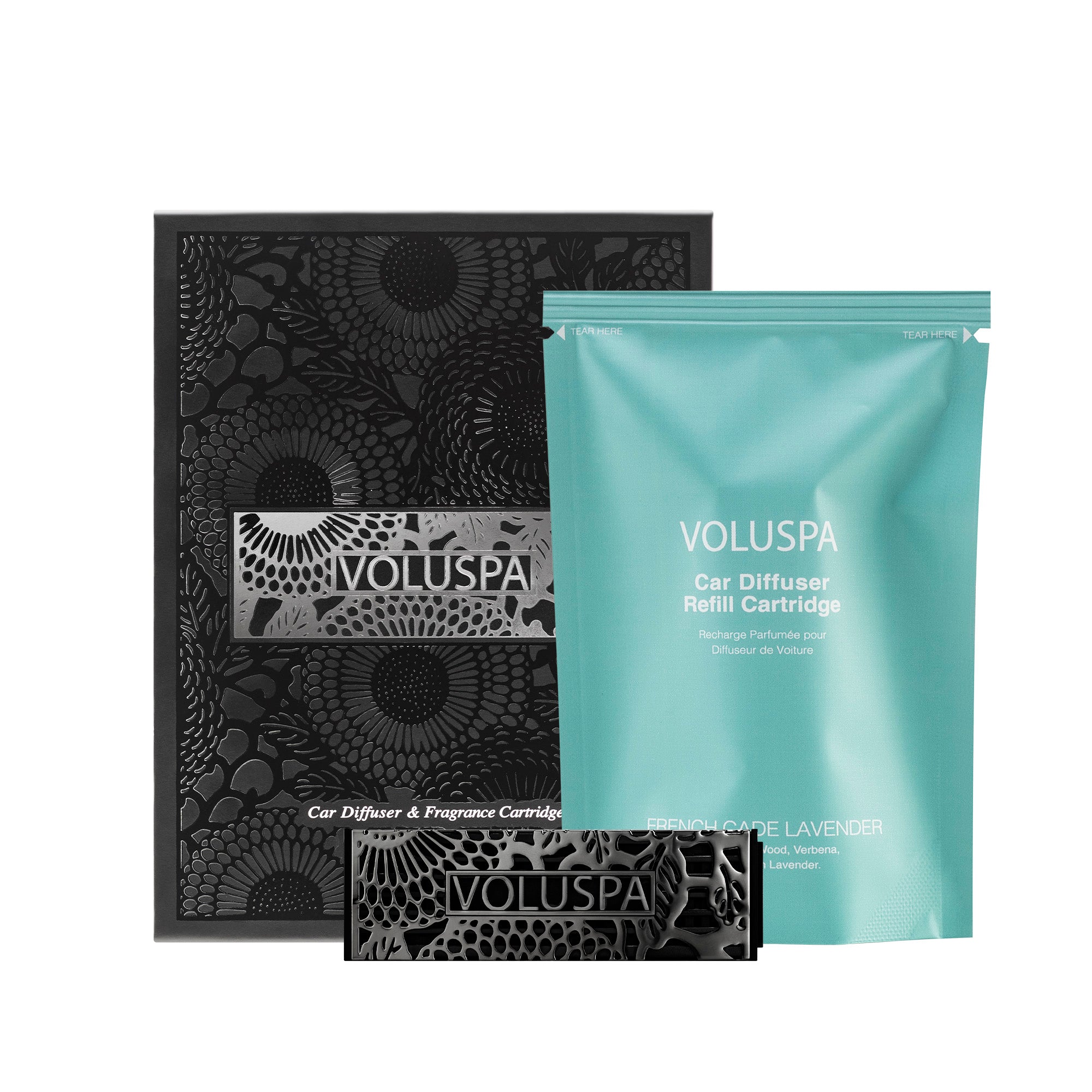 Voluspa - French Cade & Lavender Car Diffuser Starter Kit