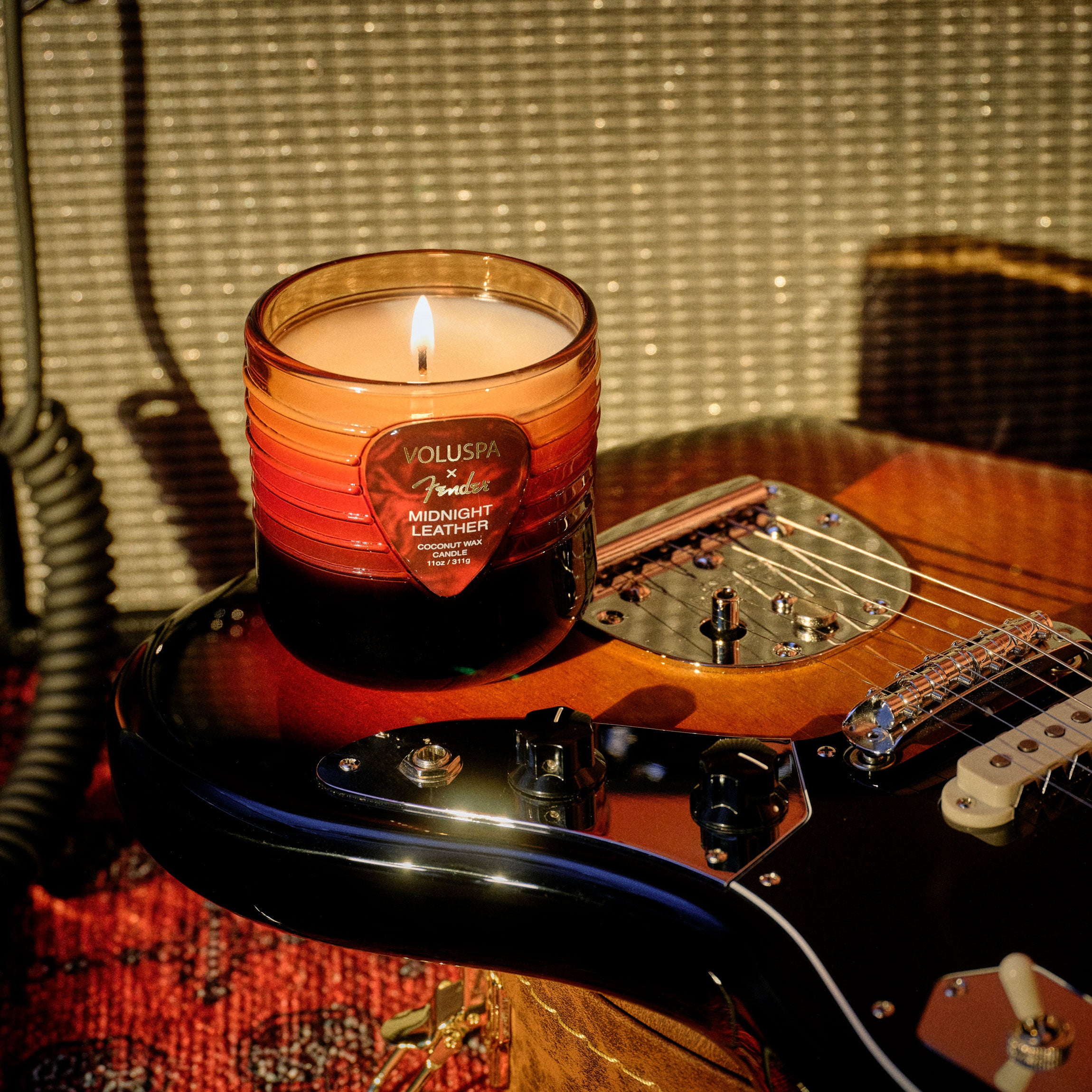 Voluspa - Fender Midnight Leather Boxed Candle | Candle Delirium