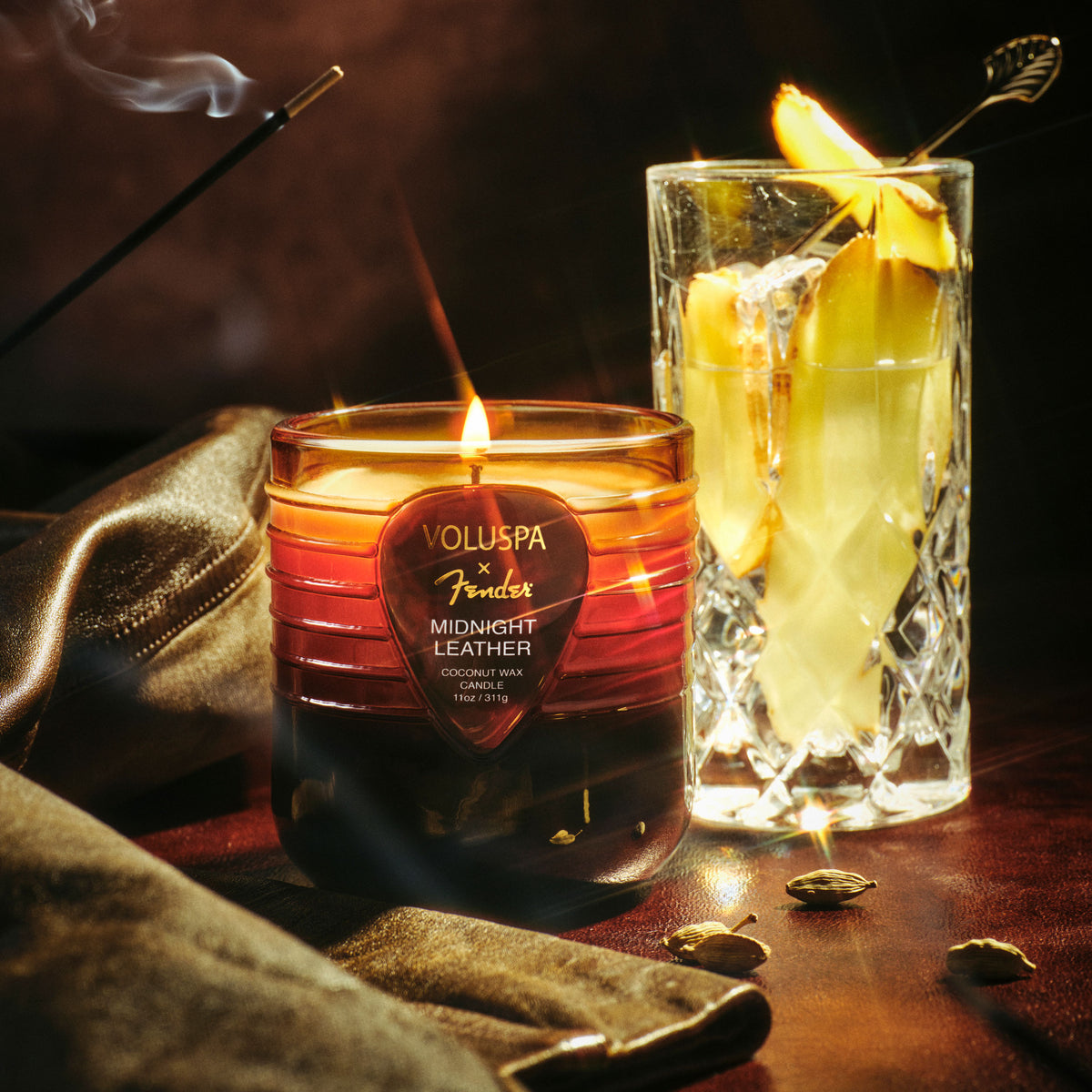 Voluspa - Fender Midnight Leather Boxed Candle
