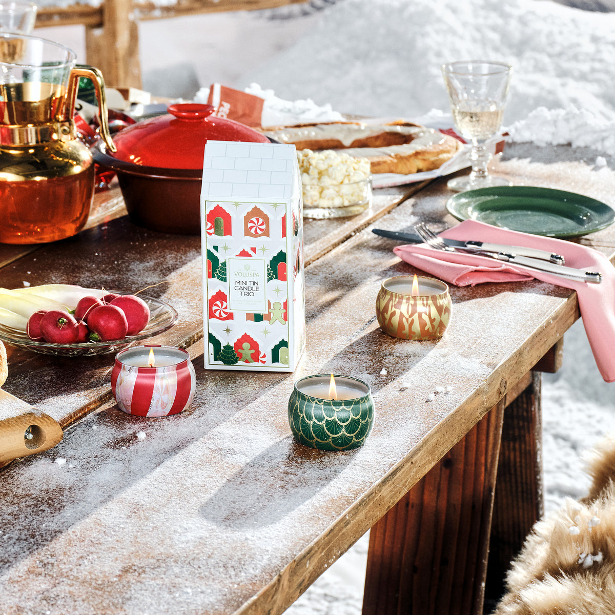 Voluspa - Holiday Village Mini Tin Candle Trio Gift Set