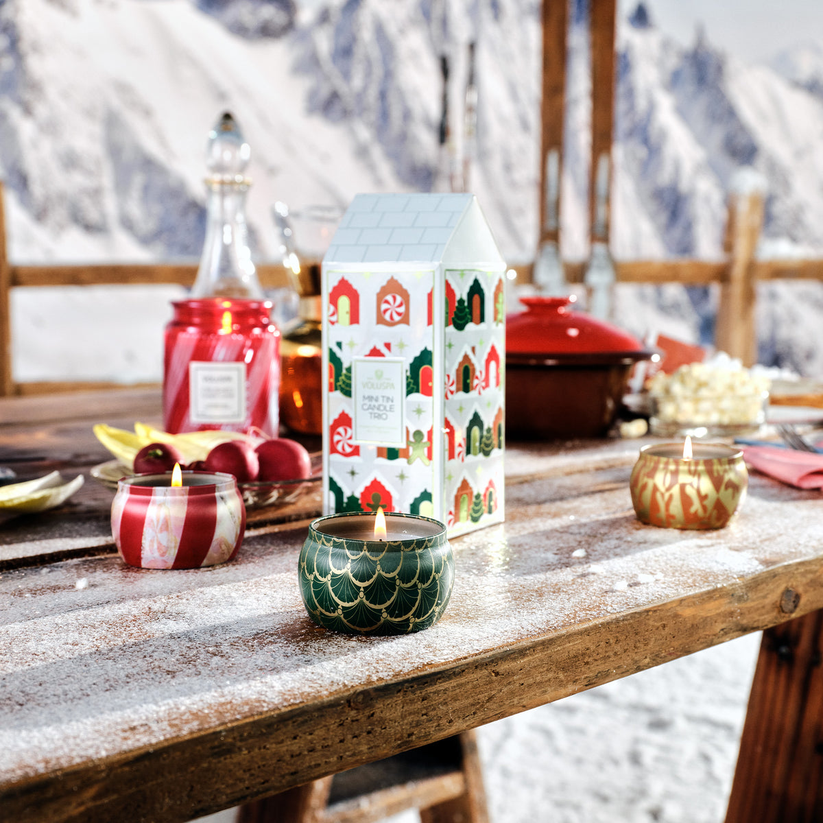 Voluspa - Holiday Village Mini Tin Candle Trio Gift Set