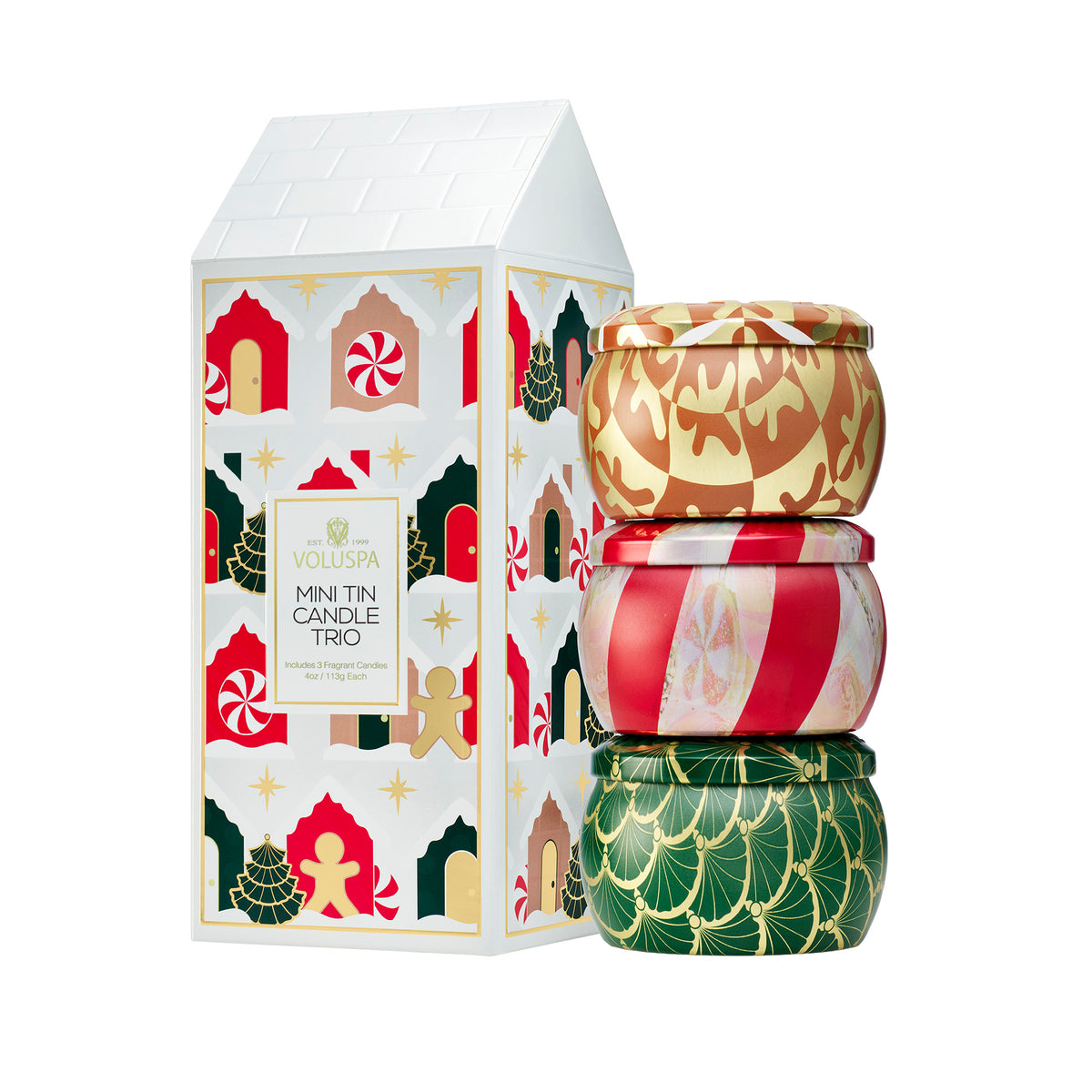 Voluspa - Holiday Village Mini Tin Candle Trio Gift Set