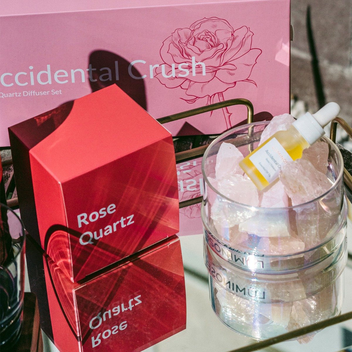 Luminose - Accidental Crush Rose Quartz Diffuser Set