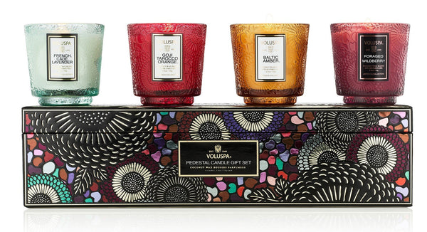 Voluspa - Japonica Best Sellers 4 Pedestal Candle Gift Set luxury scented candle gift